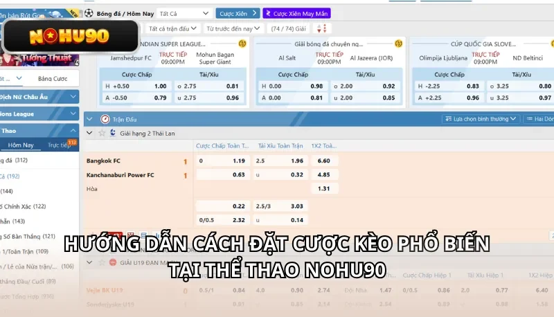 Hướng dẫn cách đặt cược kèo phổ biến tại thể thao Nohu90